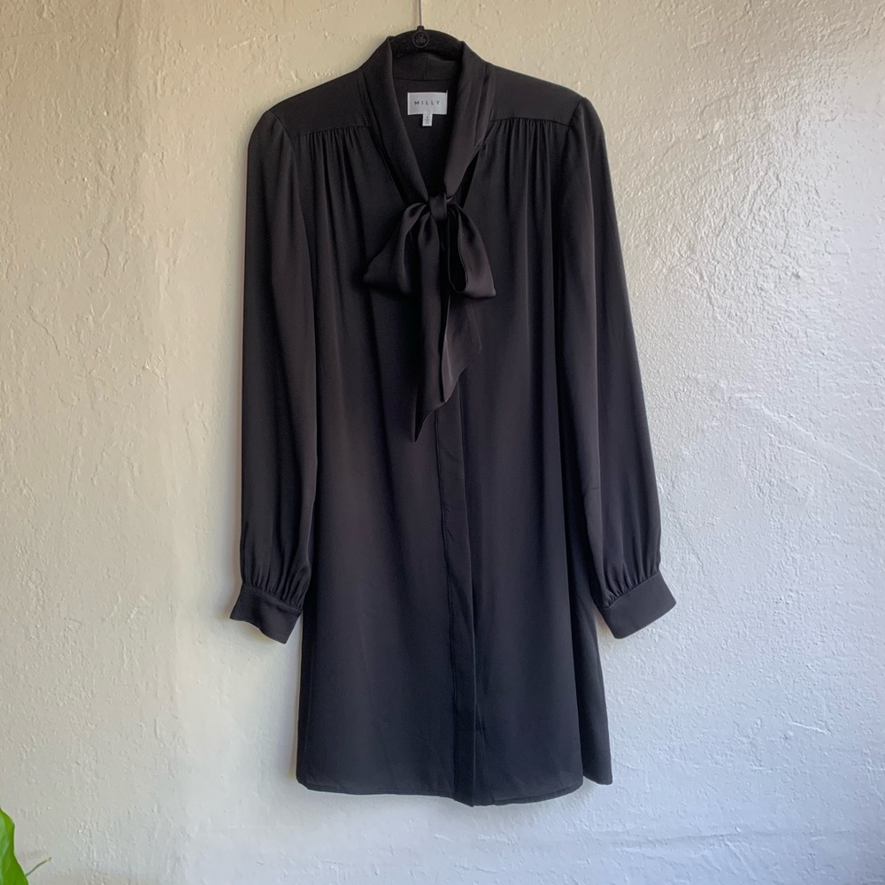 Milly black shift button down dress size 4